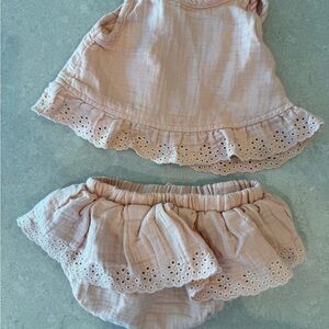 Quincy Mae Blush Eyelet Trim Skirt Set